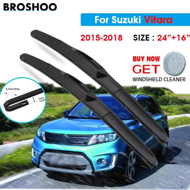 

Car Wiper Blade For Suzuki Vitara 24"+16" 2015-2018 Windscreen Windshield Wipers Blades Window Wash Fit U Hook Arms