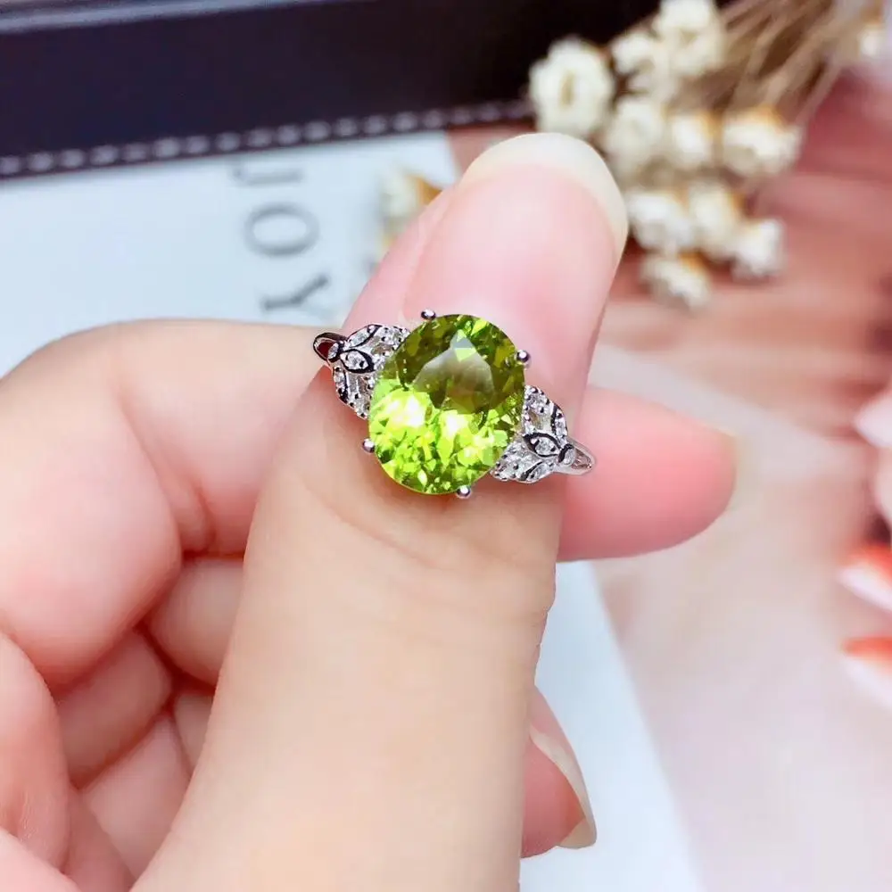 Natural And Real Peridot ring  Natural peridot ring 925 sterling silver Wholesale Fine jewelry Gemstone 8*10mm