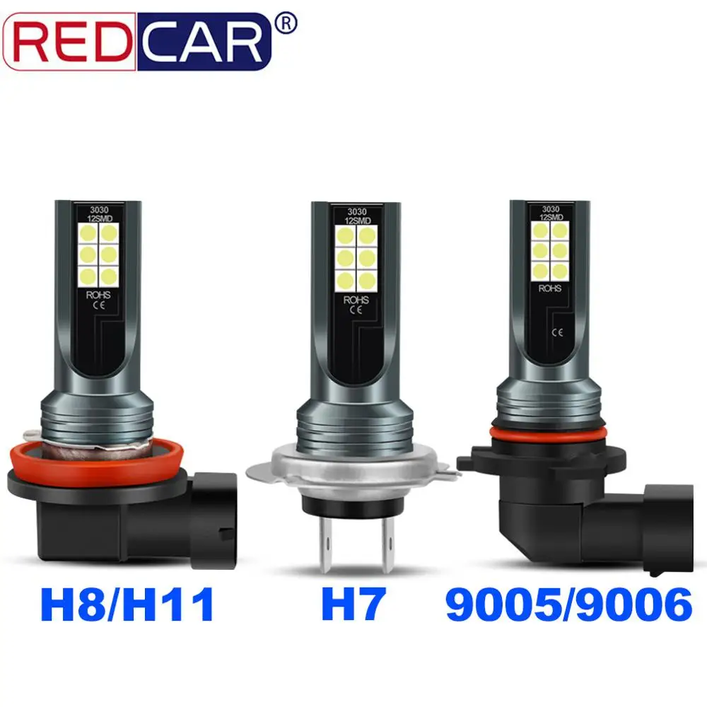 2pcs H7 Led Bulb H11 H8 9005 HB3 9006 HB4 Car Fog Lights 3030 Chips 6000K White Auto Fog Lamp Super Bright Day Running Light