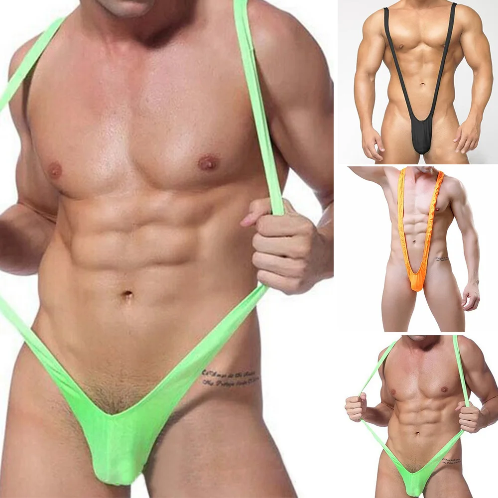 Men Beach Swimming Swimwear Thong Suspender Underwear Bodysuit Fashion Quick Dry Penis Pouch Thong Mens