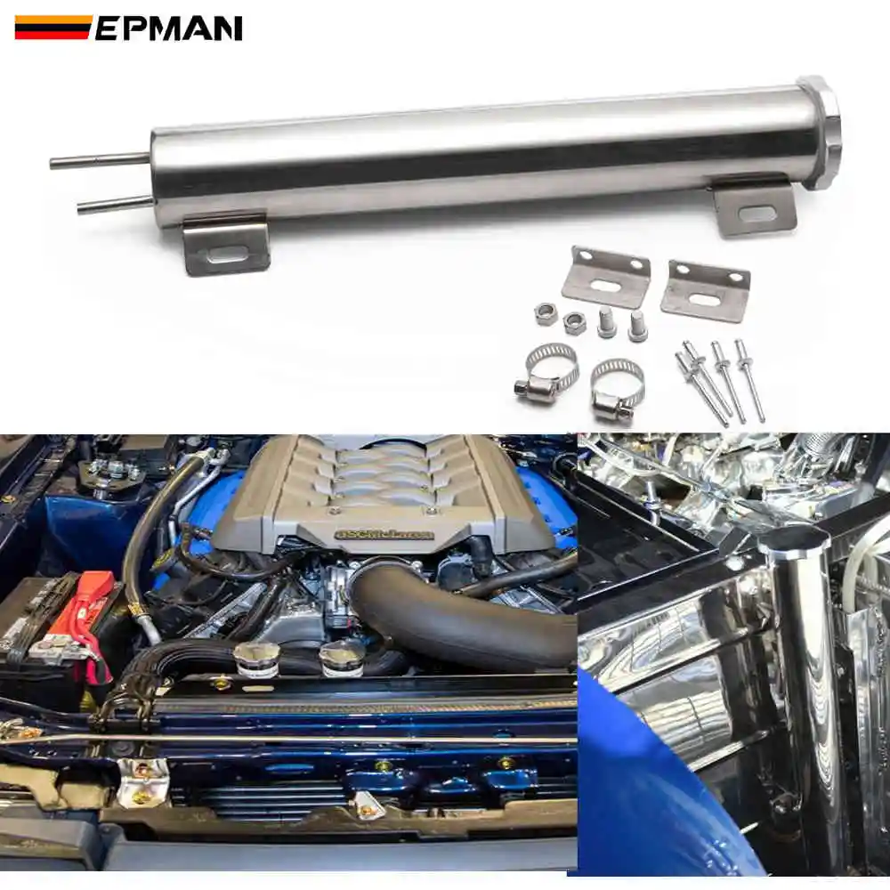 EPMAN Polished Stainless steel Radiator Overflow Tank Bottle Catch Can 2\