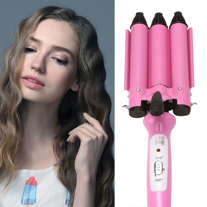 

Professional Egg Roll Stick Perm Splint Hair Wave Curler Ceramic Hair Curling Iron Waver 3 Barrel Rollers Styling Tools 25mm