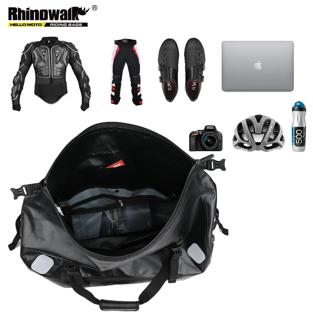 Rhinowalk Motorcycle Bag 65L Large Capacity Waterproof Backpack Tail Bag Multifunction Outdoor Sports Motorcycle Rear Seat Bag