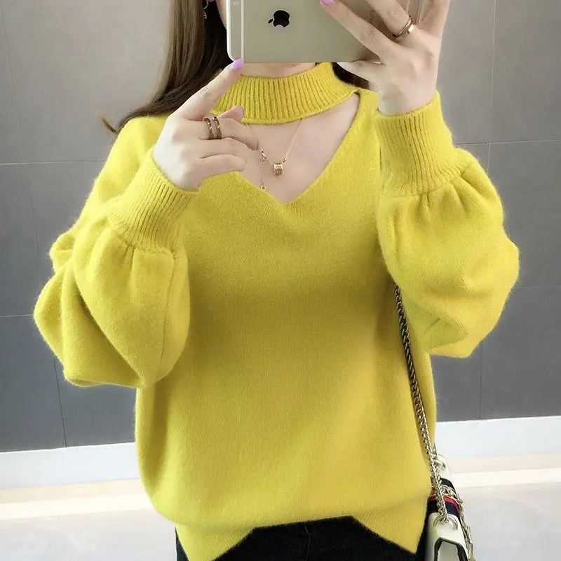 Woman Sweaters Velvet Padded Sweater  Autumn Winter Pullover Thick Loose Lantern Sleeve Sweater  Femme Chandails Pull Hiver