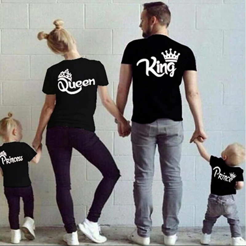 Family matching clothes Cotton T-shirt family look King Queen Princess Prince Father Mother Daughter Son Clothes baby girl Tops