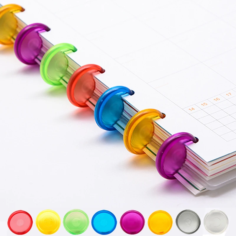 18/24/28mm Mushroom Hole Notebook Disc Colorful Transparent Round Binding Ring Loose Leaf Notepad Planner Diary Book Accessories