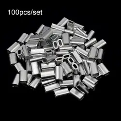 Stainless Steel Line Crimping Sleeves Fishing Wire Tube Oval Durable Wire Crimp Connector Double Aluminum Tube 1.0-2.0mm