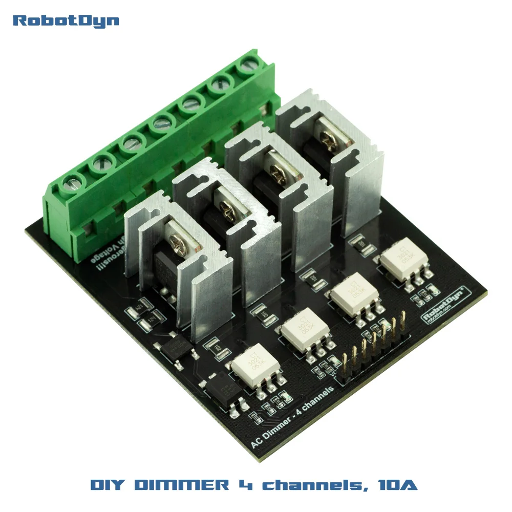 DIN rail Dimmer Module, 4 Channels, 3.3V/5V logic, AC 8A/300V per channel