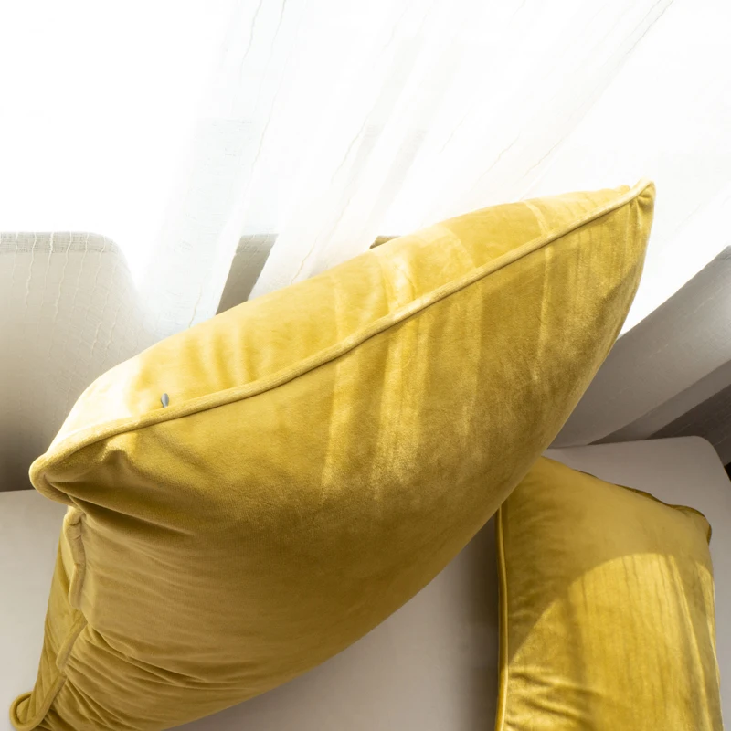 Soft Luxury Gold Velvet Cushion Cover Pillow Case Bed Sofa Pillow Cover Piping Design No Balling-up Without Stuffing