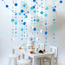 4M Paper Star Round Garland Banner Adult Birthday Party Decorations Kids Boy Girl Baby Shower Hanging Curtain DIY Wedding Decor