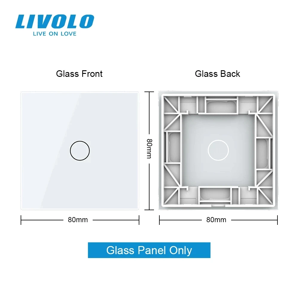 Livolo Luxury Pearl Crystal Glass, 80mm*80mm, EU standard, Single Glass Panel For 1 Gang Wall Touch Switch,VL-C7-C1-11