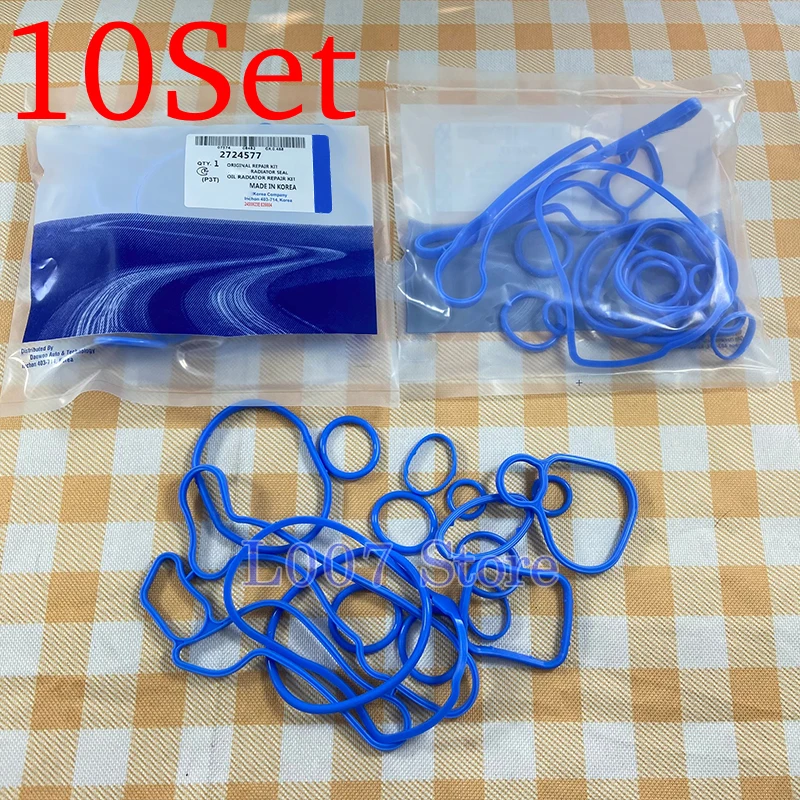 10Sets Cooling System Oil-Cooler Gasket Seals Blue NO:24445723 55354072 2724577 For Chevrolet Cruze 1.6L 1.8L Sonic Astra Zafira