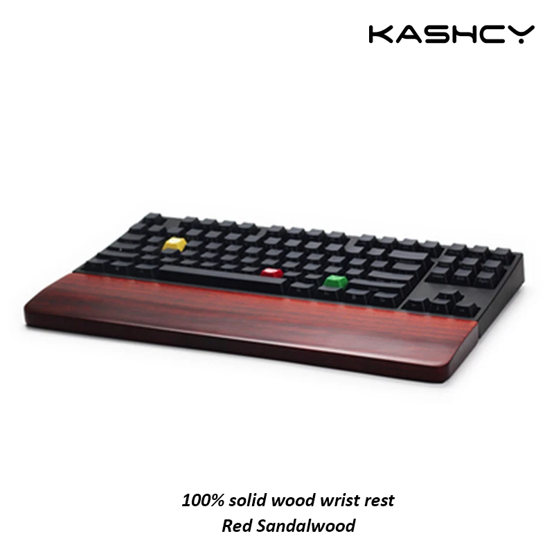 Kashcy Solid Red Sandalwood Wooden Palm Rest For Ergonomic Gaming Mechanical Keyboard Wrist Support Pad ,60 87 104 108keys