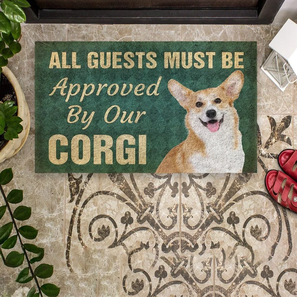 CLOOCL Must Be Approved By Our Shetland Sheepdog Doormat Decor Print Animal Floor Door Mat Non-Slip Soft Flannel Carpet