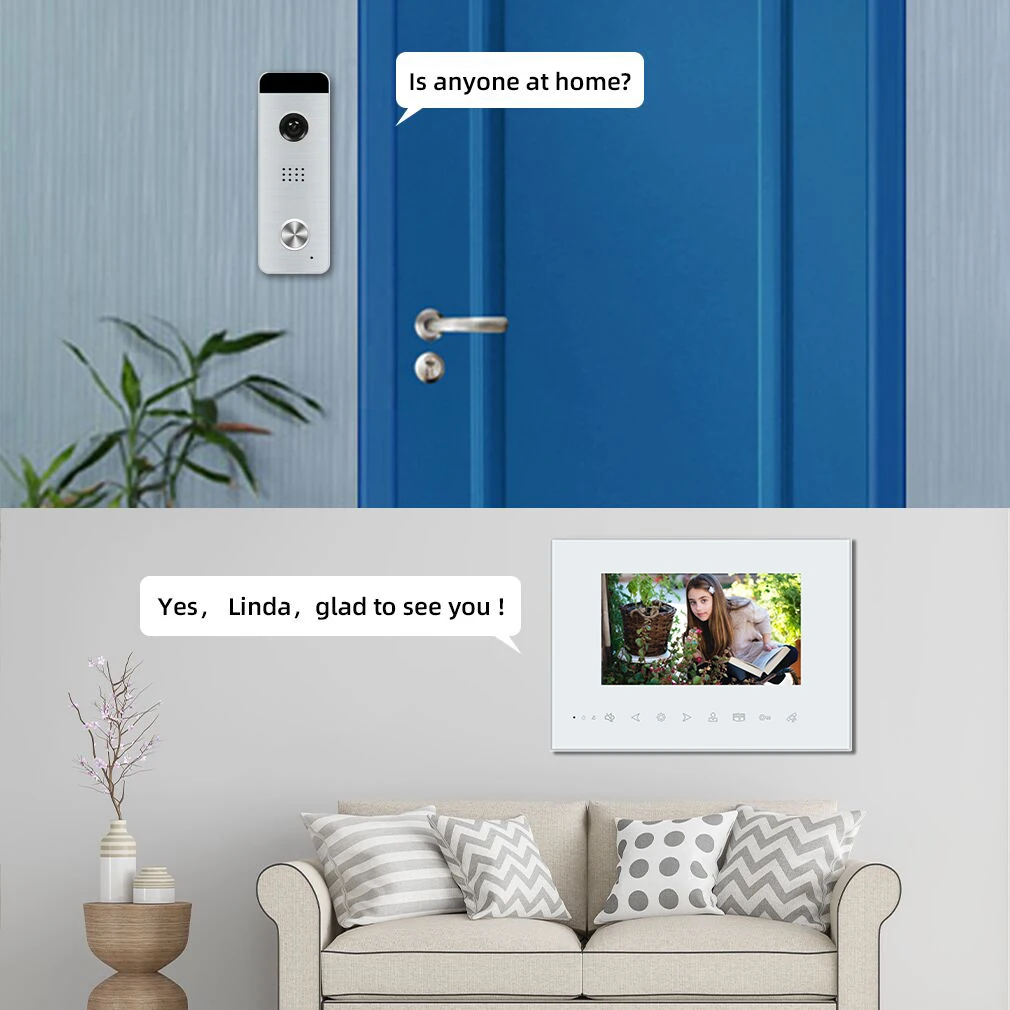 Wired Video Intercom für Start System Wohnung 7 Inch Screen Monitor Türklingel Anruf Panel Sprechen Rekord Entsperren