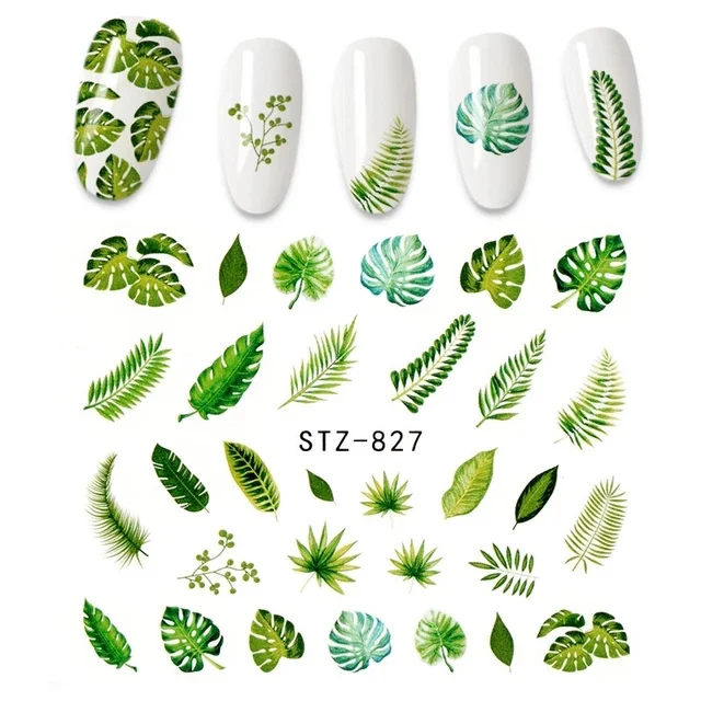 Nuovo arrivo adesivo per unghie fiore foglia albero adesivi verdi per unghie fai da te Nail Art Decor Gel Polish Sticker fogli per Manicure