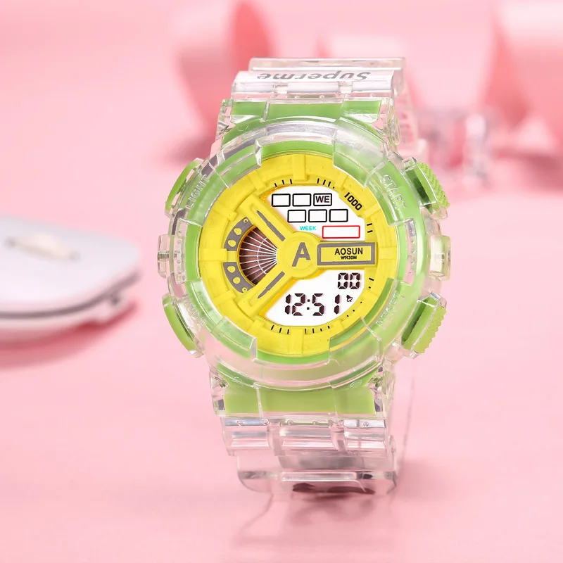 UTHAI – montre-bracelet de Sport CE38 pour enfants, électronique, pour filles, garçons, adolescents, 30m, horloge sur le toit, couleurs acidulées,