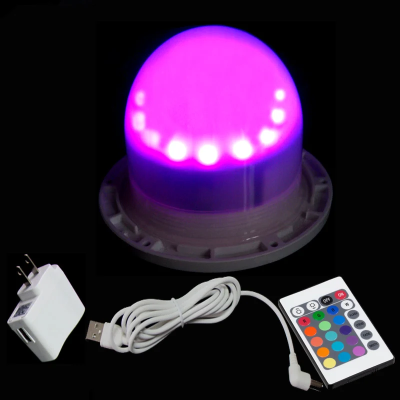 Portable Mini 24 LED Light Sources, Direct Charging, 16 Color Remote Controller, Rechargeable Decoration, 10 PCs/Lot, 120mm