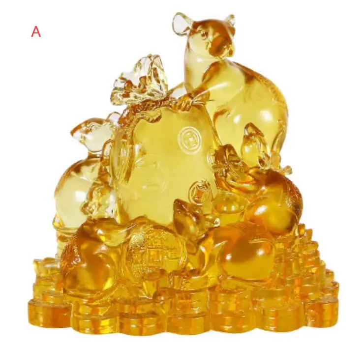 Glass mouse decoration zodiac rat cute lucky feng shui wangcai new year lucky gift