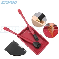 Woodworking Silicone Brush Tool Kit Washfree Soft Glue Brush Flat Scraper Glue Tray Wood Gluing Brushing Tools