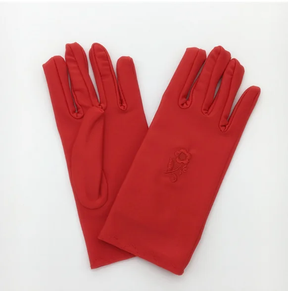 1Pair  2022 Summer Women\'s Spandex Short Elastic Embroidered Sunscreen Gloves Female UV-Proof Sun Protection Driving Gloves