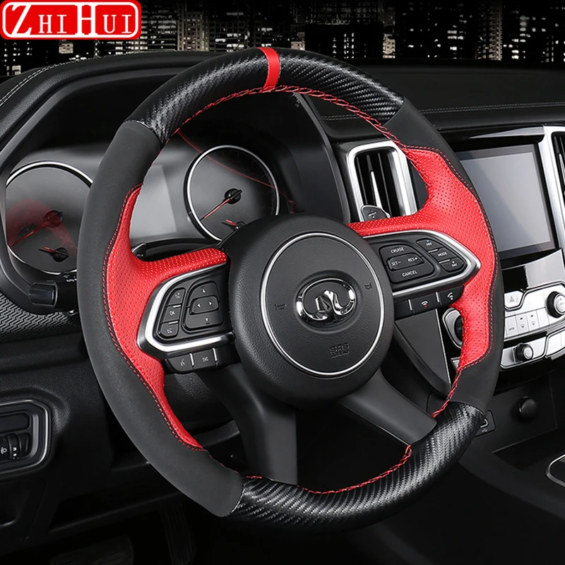 

Car Styling Breathable Non-Slip Leather Steering Wheel Cover For Great Wall POER UTE 2020 2021 Haval Car Interior Accessories