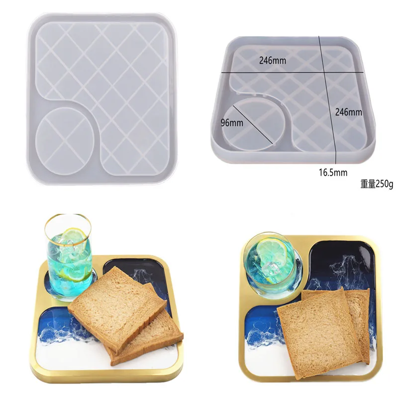 

DIY Silicone Crystal Resin Mold Breakfast Coffee Tray Plate Mold Tea Cup Mold Mirror Silicone Mold For Resin