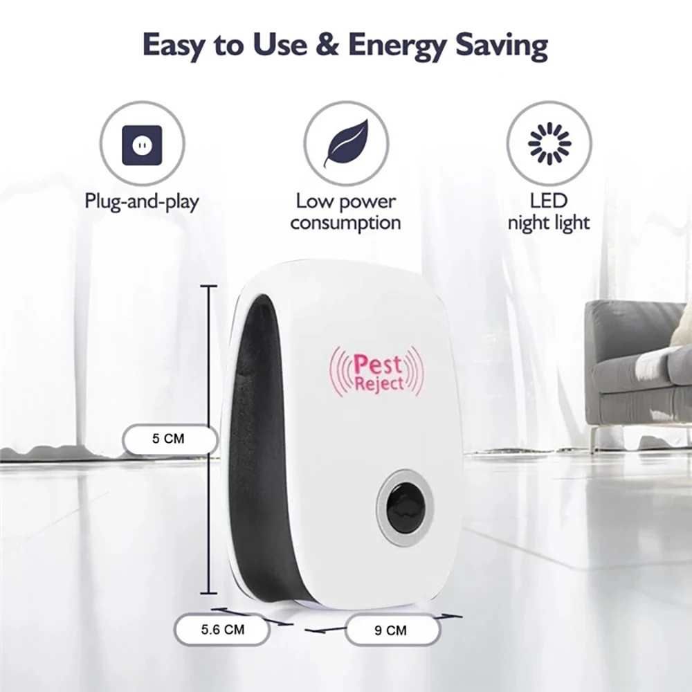 Repelente de mosquitos ultrasónico electrónico multifunción para interiores, repelente de plagas para cucarachas, mosquitos, insectos, Control de