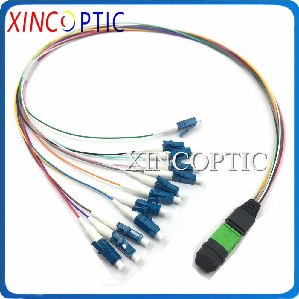 1.5M 12C/12Fibers MPOAPC Female to Duplex 6*LC ST FC SCUPC Harness Trunk 12Cores MPO F Fan-out Fiber Optical Pigtail