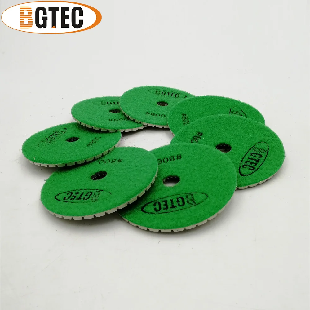 BGTEC 4inch 7pcs #800 wet diamond flexible polishing pads 100mm sanding disc for granite, marble, ceramic