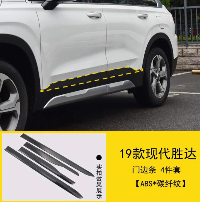 For Hyundai Santa Fe 2019 2020 2021 ABS Chrome Side Door Body Molding Moulding Trim