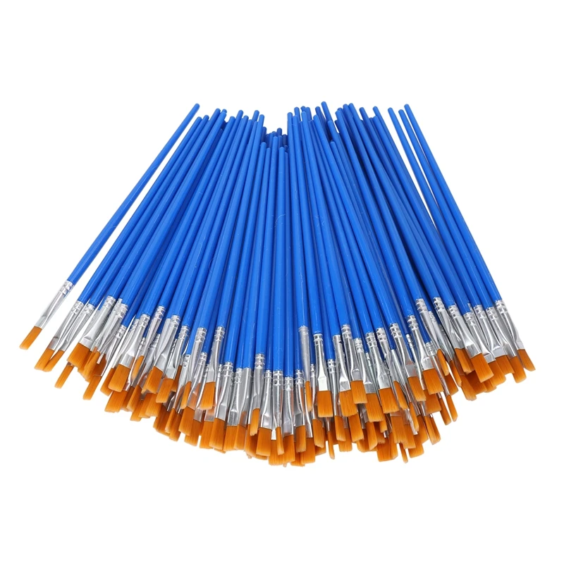 

200 Pcs Flat Paint Brushes Small Brush Bulk for Detail Painting Craft Watercolor