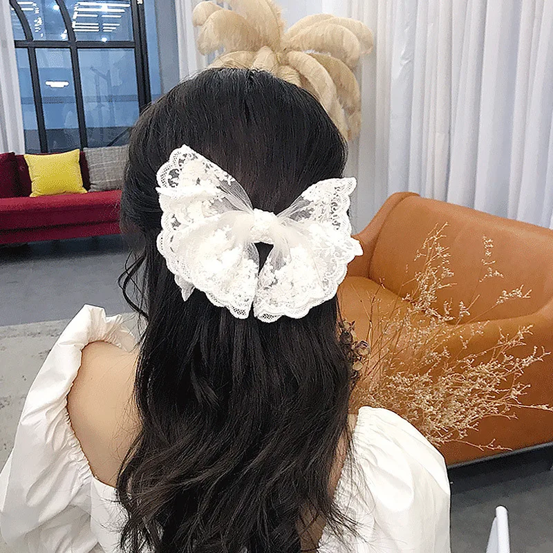 New fashion butterfly Sweet Elegant lace Elastic Hair Bands Spring hairpin Barrettes For Women Girls Hair Accessories Headwear