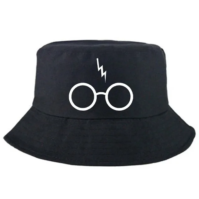 Harryy Potter Magic Fisherman Hat Canvas Gift Harry Magic Glasses Pattern Sunshade Outdoor Decoration Mystery Gift