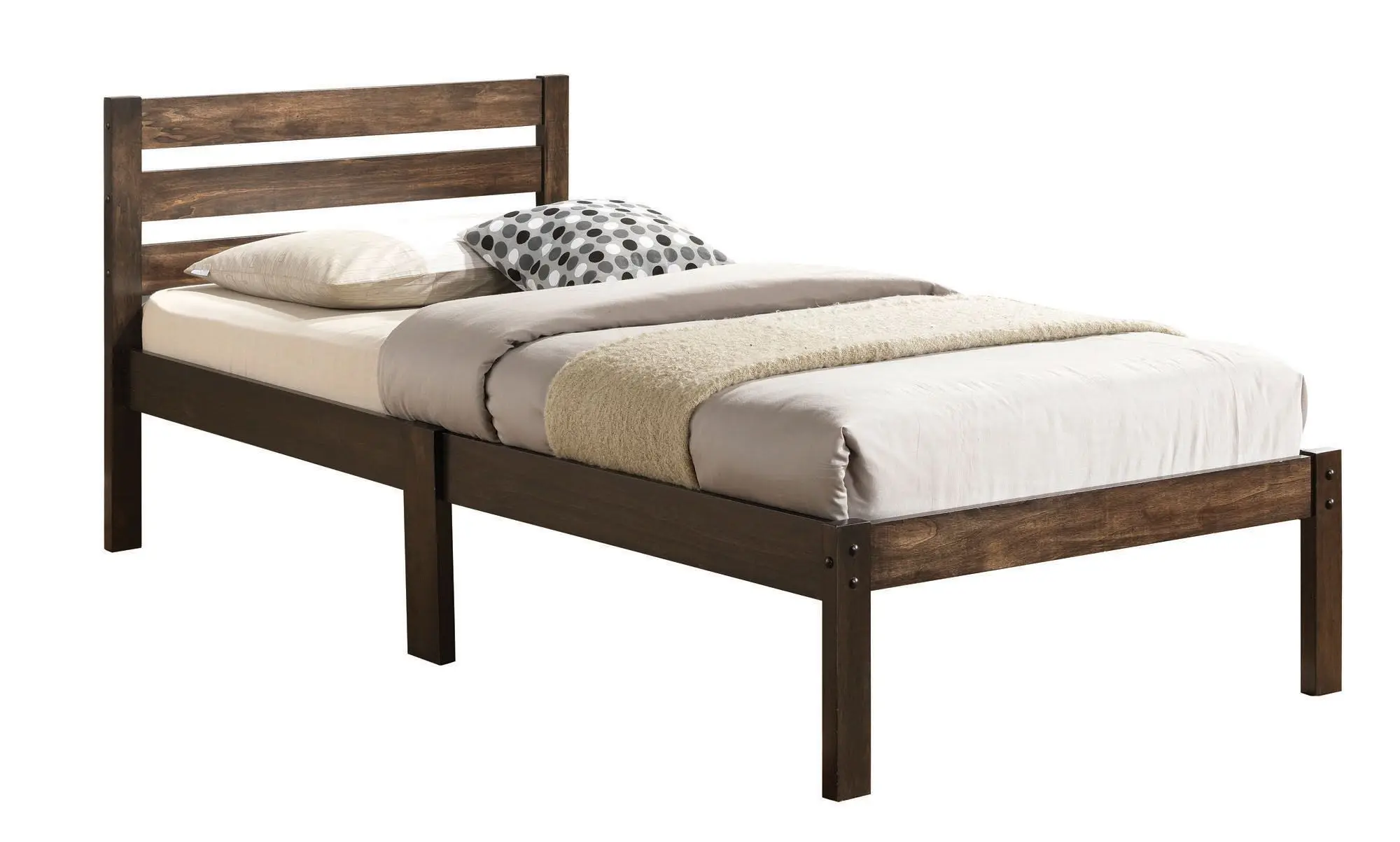 Twin Bed in Ash Brown  Bedroom Furniture In Stock for Livingroom