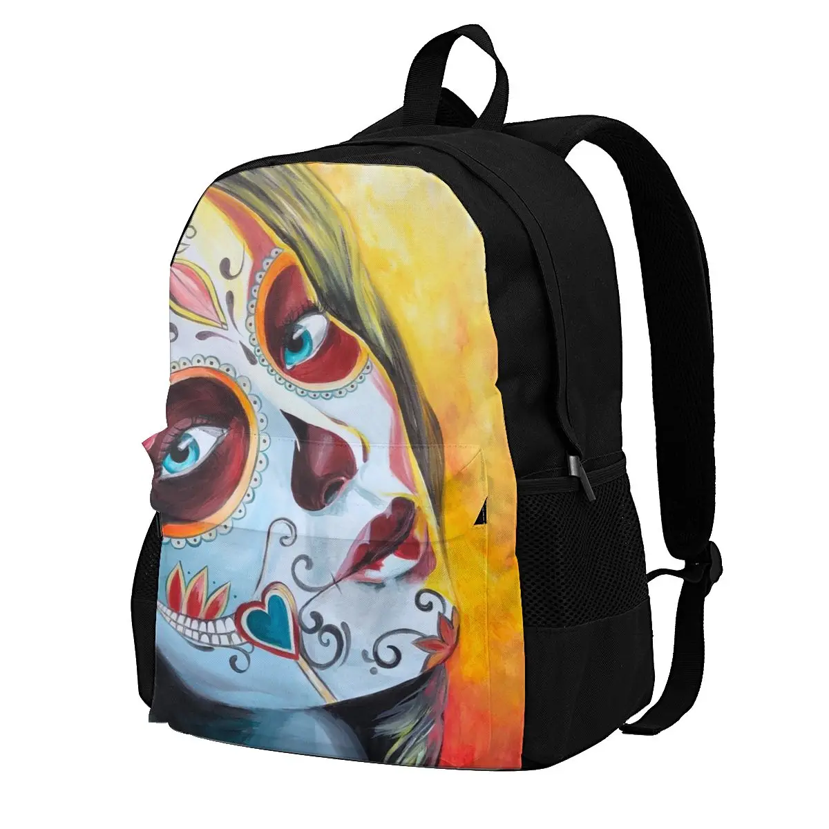 

Senorita Fuego Day Of The Dead Backpacks Mexican Skull Girl School Unisex Soft Backpack Novelty Polyester Bags