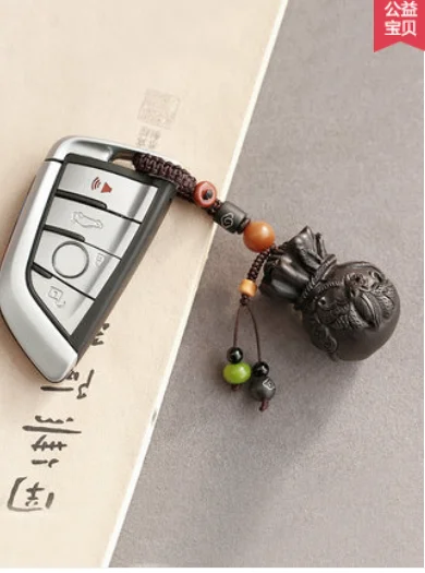 

Car keychain ebony retro lucky bag gourd handmade key lanyard