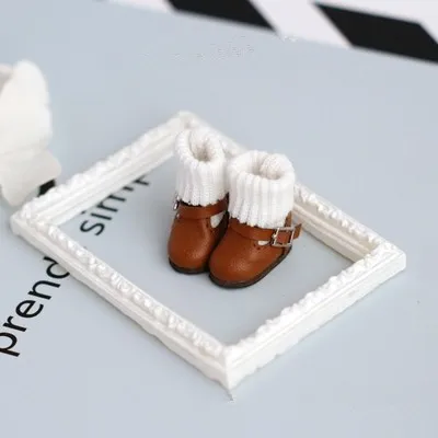 OB11 doll shoe 1/12 size fashion style round head ankle boots student socks boots round cake beauty pig doll shoes black brown