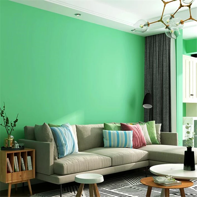 

wellyu Fruit green wallpaper green small fresh pure color modern minimalist bedroom living room TV background wall paper