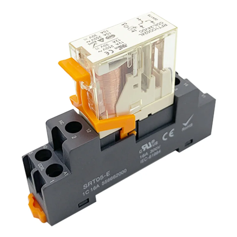 Machine Relay Coil General DPDT Micro Mini Electromagnetic Relay Switch with Socket Base AC  220V DC 12V 24V 220V 5/8Pins