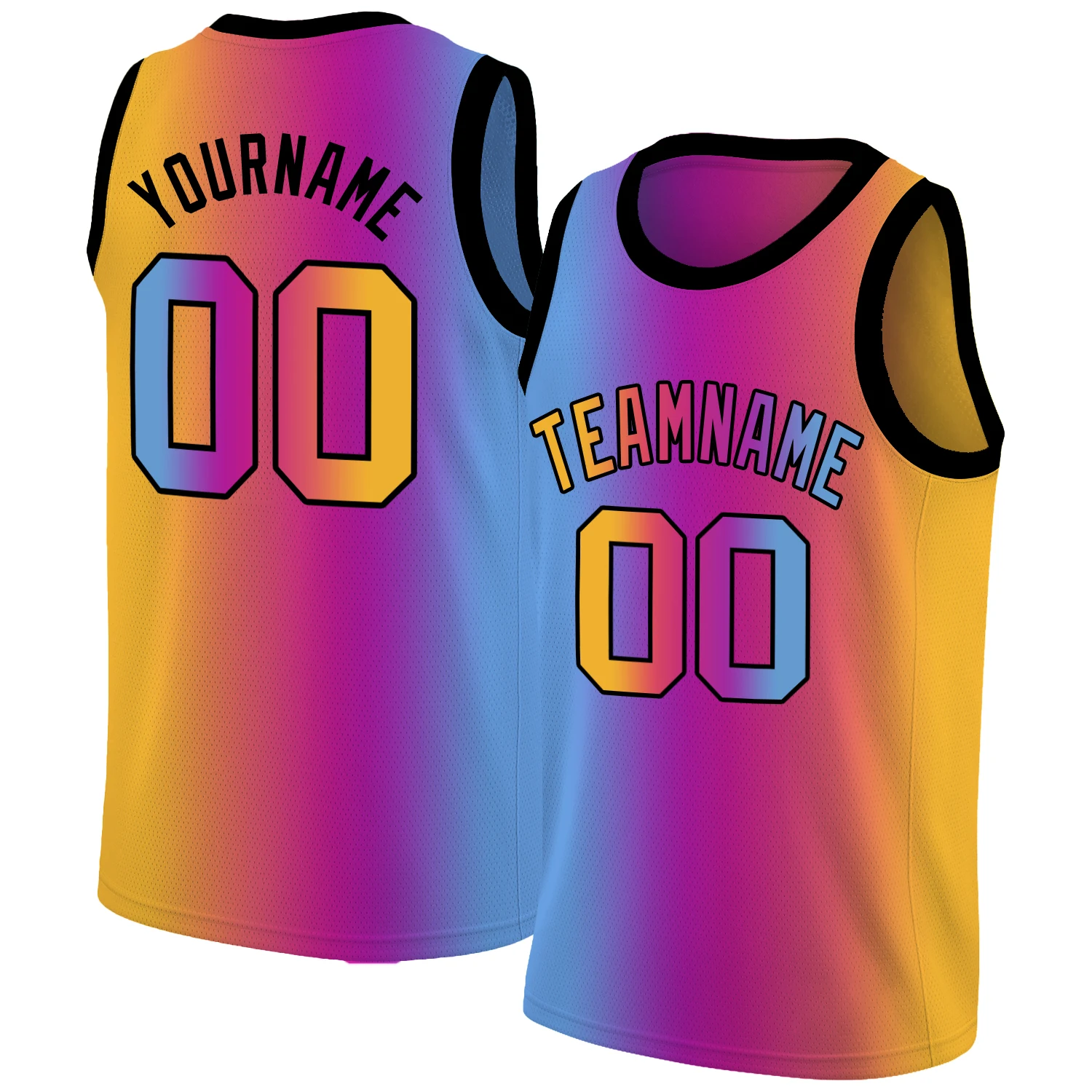 

Custom Basketball Jersey Shirt Sublimation Gradient Print Your Name/Number Sports Soft Training Tank Top Adults/Youth fan Gift