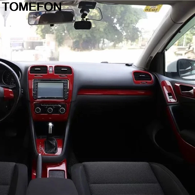 

TOMEFON For Volkswagen Golf 6 MK6 2010 2011 2012 Gear Shift Door Handle Window Switch Button AC Vent Water Cup Holder Cover Trim