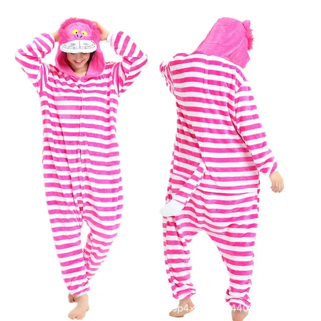 HKSNG Adult Animal Pijamas Flannel Outfit Cheshire Cat Onesie Kigurumi Pajamas Cartoon Cheese Cosplay Costumes Jumpsuits Gift