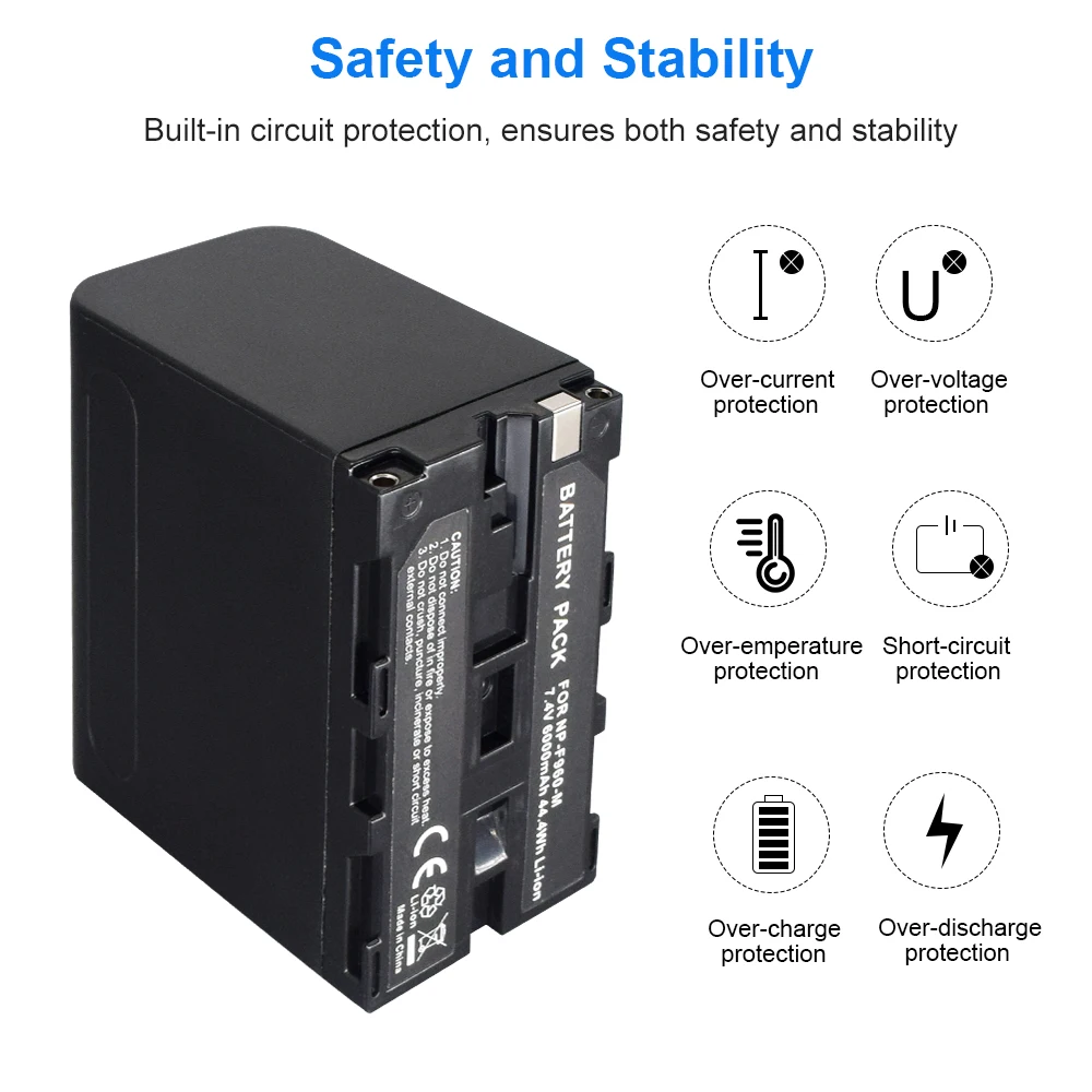 PALO-Batería con salida de carga USB, NP-F970 de 6000mAh, NP-F960, F960, F970, F550, F750, F770, MC1500C, DCR-SC100