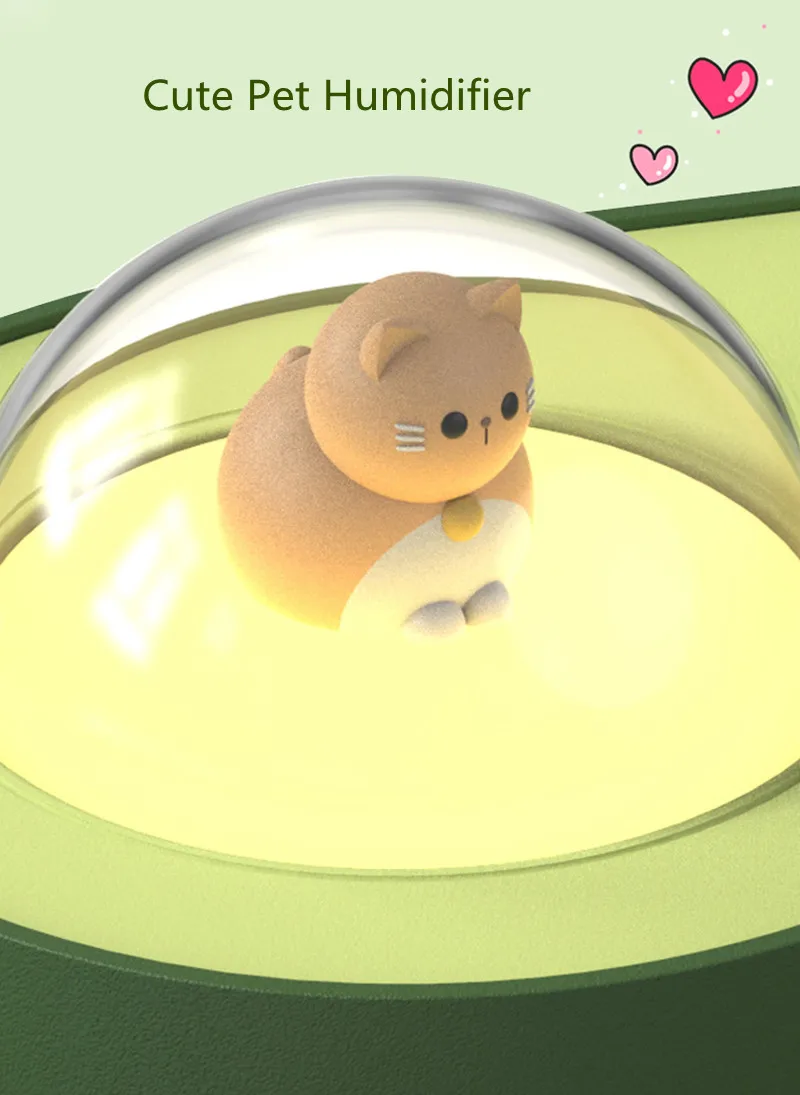 เครื่องเพิ่มความชื้นอะโวคาโดแบบไร้สาย USB Essential อัลตราโซนิกเครื่องสเปรย์น้ำมันเครื่องพ่นไอน้ำขนาดพกพาในบ้านพร้อมไฟไฟ LED กลางคืน