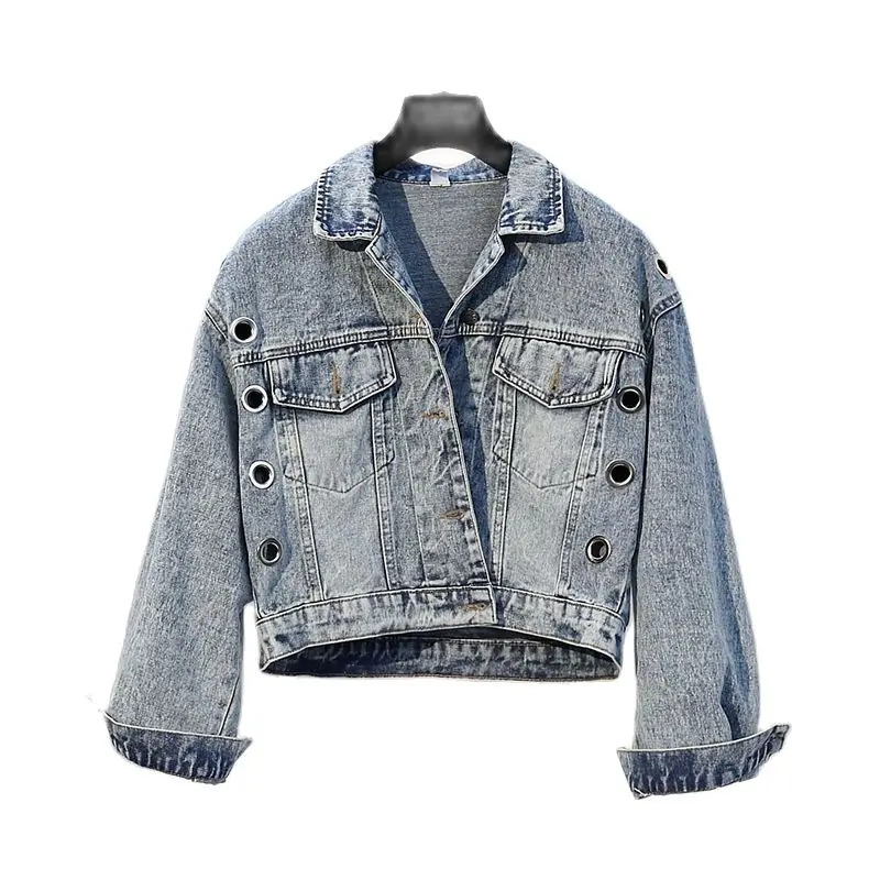 Vintage Jeans Jacket Female 2022 New Spring Women's Denim Coat Fried Street Long-Sleeved Casual Tops Loose Lady Denim Outerwear