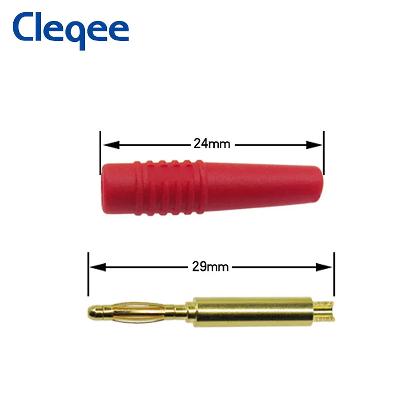 Cleqee-conector de enchufe Banana P3011, 10 piezas, 2mm, adaptador chapado en oro, tipo de soldadura para cables de prueba electrónicos