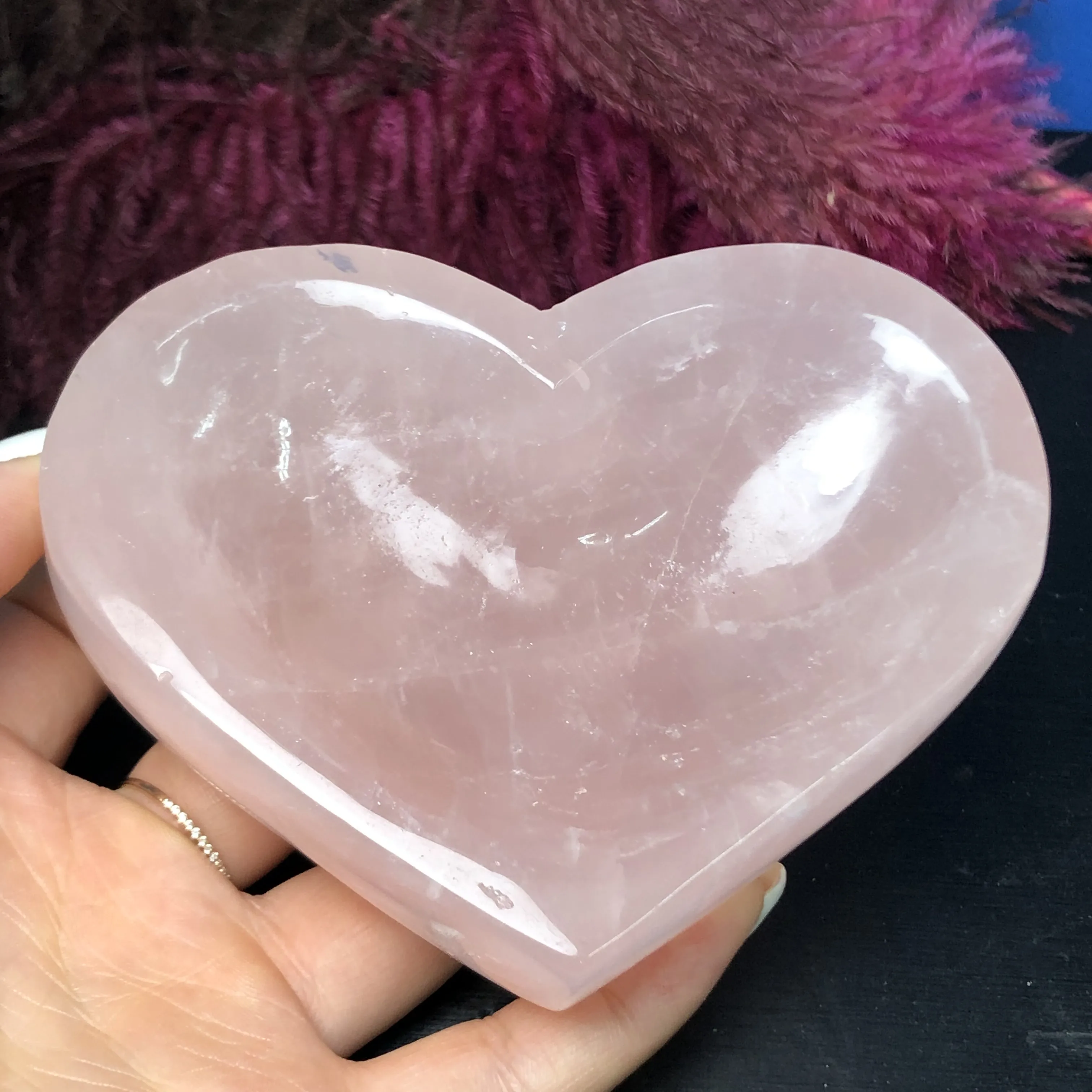 Factory Wholesale Natural Rose Quartz Stone Bowl Heart Pink Gift Carved Moon Shape Crystal Five Point Pentagram Figurine Chakra