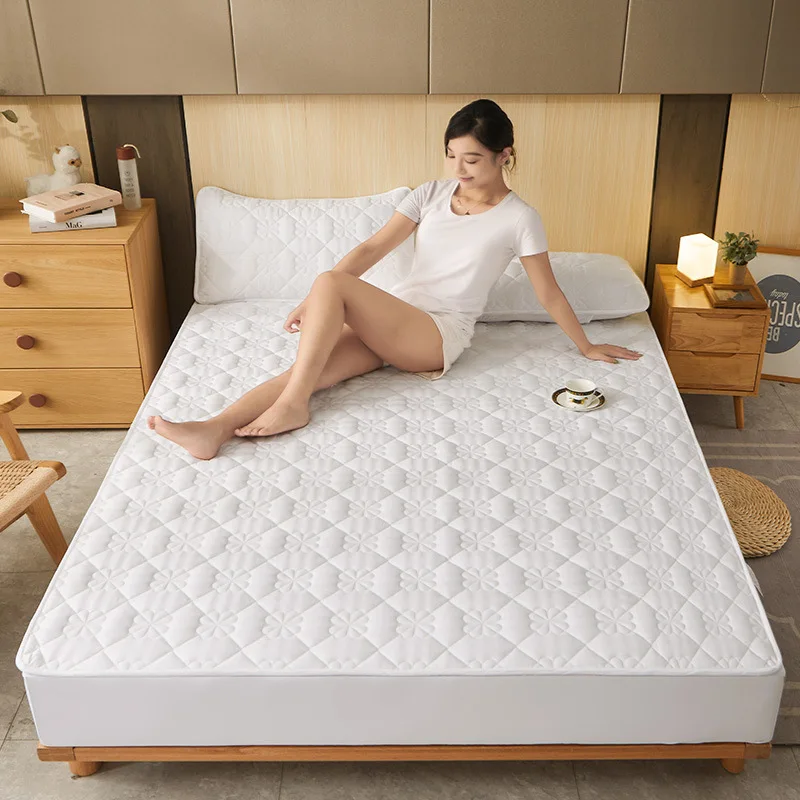 Baumwolle Stepp Matratze Protector Anti-milbe Matratze Abdeckung Hypoallergen Air-Durchlässig Bett Abdeckung Waschbar Geprägte Bettdecke