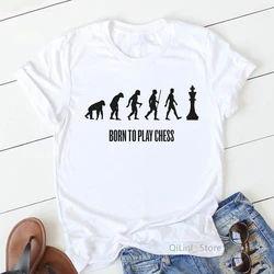 Funny Born To Play Chess T Shirts Summer Top Female T-Shirt Graphic Tees Women Chess Lover Gift/Present Student's Casual Clothes